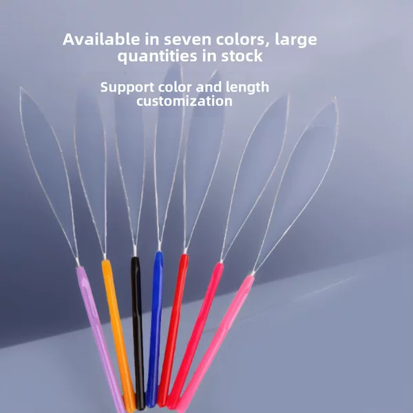 Cross-Border Foreign Trade Beading Device Wig Crochet Colorful Plastic Handle Hair Extension Device Nano Buckle Bead Threading Device Hair Pulling Needle Wholesale