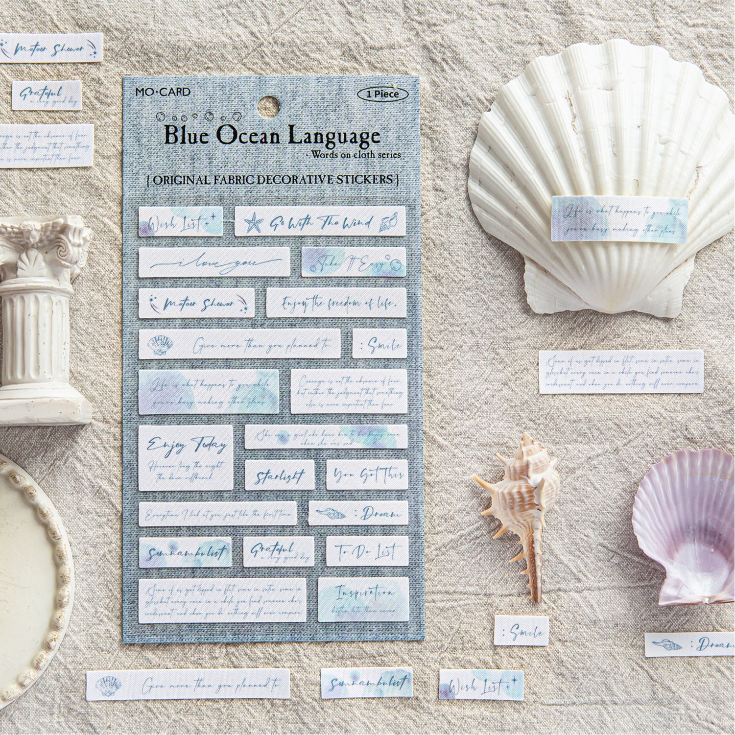 Pegatinas planas de tela Mo Mo Serie de palabras superior Pegatinas decorativas de estilo ins Pegatinas de material de cuenta manual Pegatinas planas