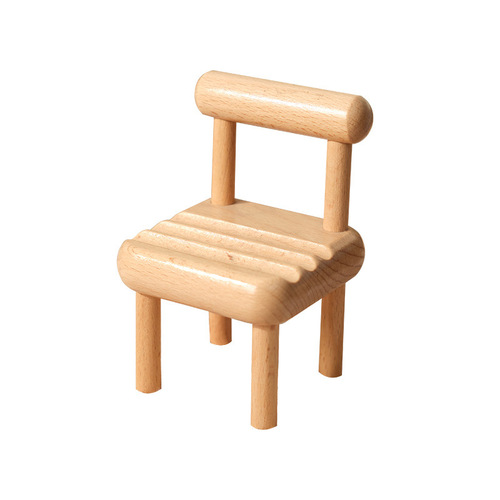 Mobile phone holder small chair cute desktop ornaments ipad tablet creative stool lazy support frame wooden bench