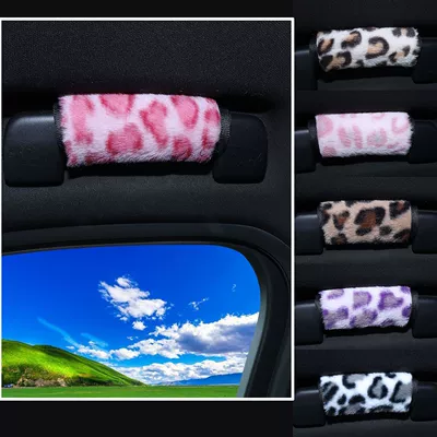 Car roof handle protective cover, plush leopard print, universal for all seasons, door handle cover