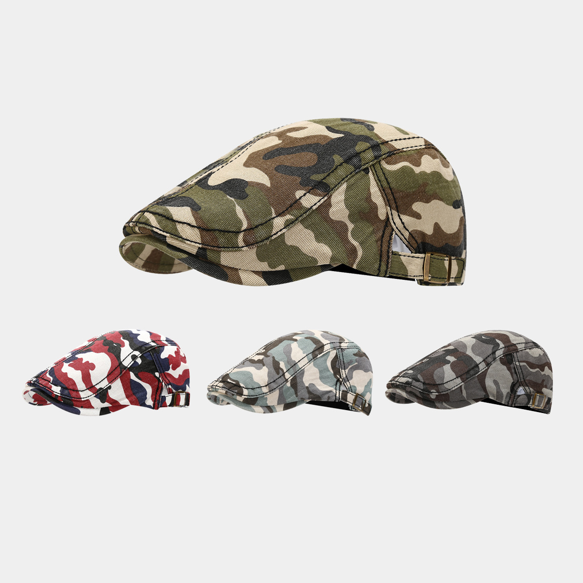 Otoño nuevo hombre al aire libre lavable camuflaje sombrero de avance jungla caminata retro gorra corta gorra mujer boina image 1