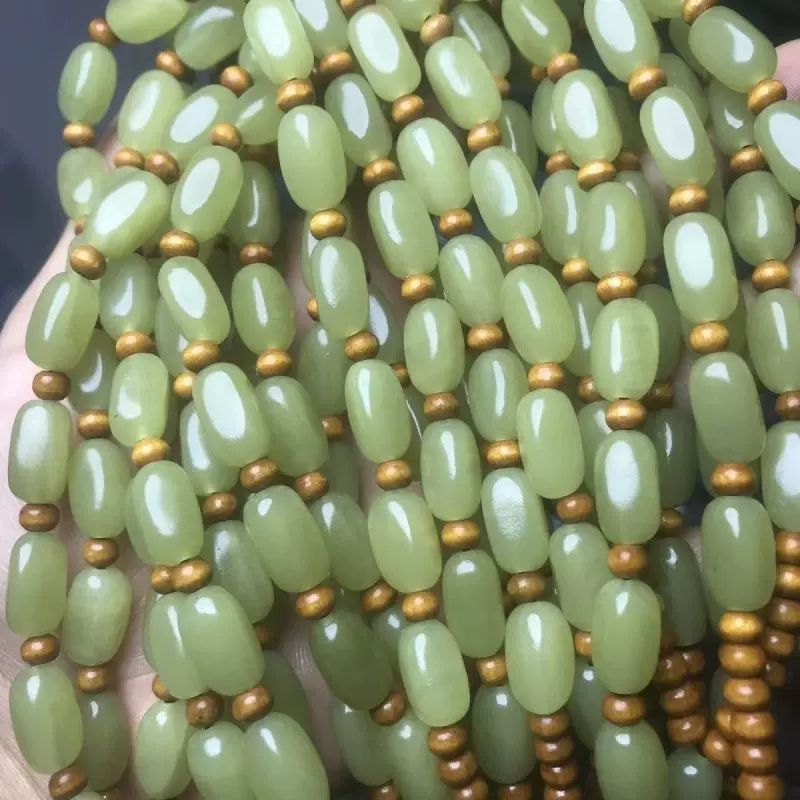 天然阿富汗青白玉原石项链天然随形链子高档挂绳项链绳玉石