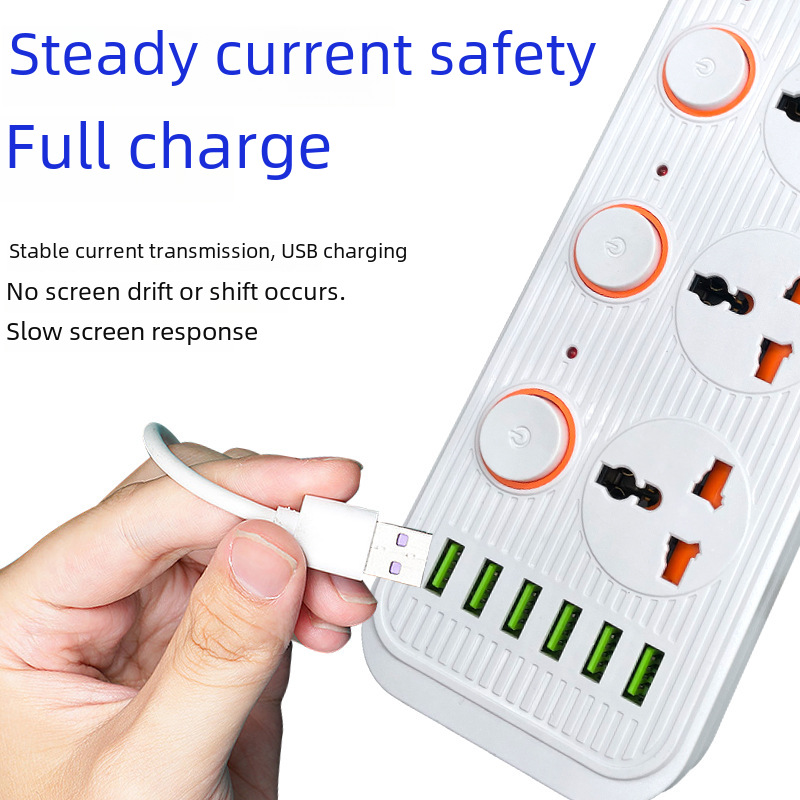 Multi-functional European standard surge protector for home use, USB strip with switch, 13A American standard power strip, 3-meter extension cord