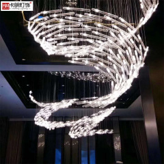 現物ホテルホールktvフロント発光ガラス管工事灯見本室販売部砂盤水晶シャンデリア
