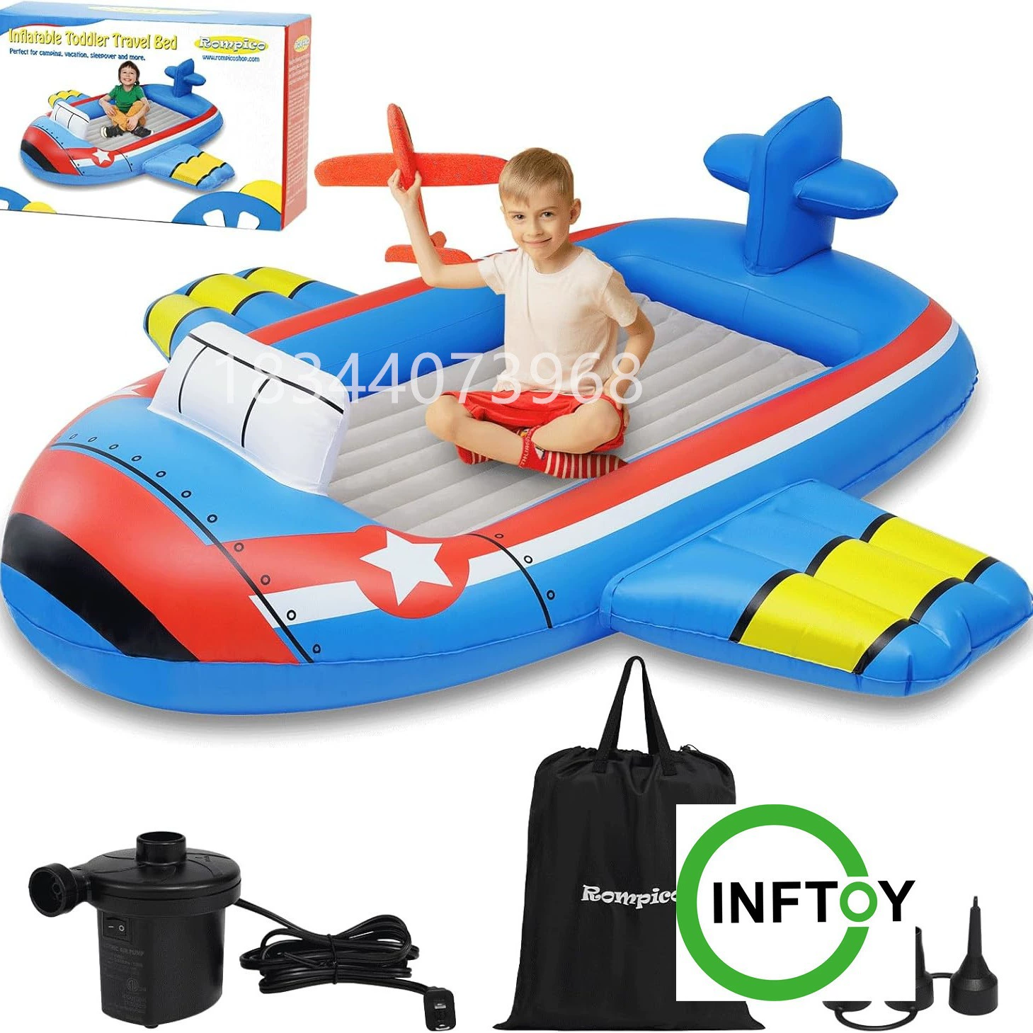 Надувной самолет в форме мультяшной кровати интерьер кровать для отдыха портативный 2 в 1 матрас отель надувной кровать для сна коврик