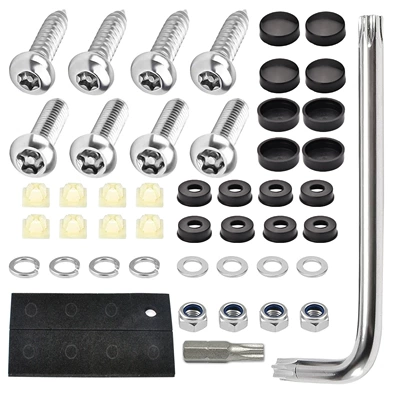 License plate holder/license plate holder Plate Frame Screws, Anti-Theft, Anti-Corrosion - boxed-silver-screws-and-black-lid