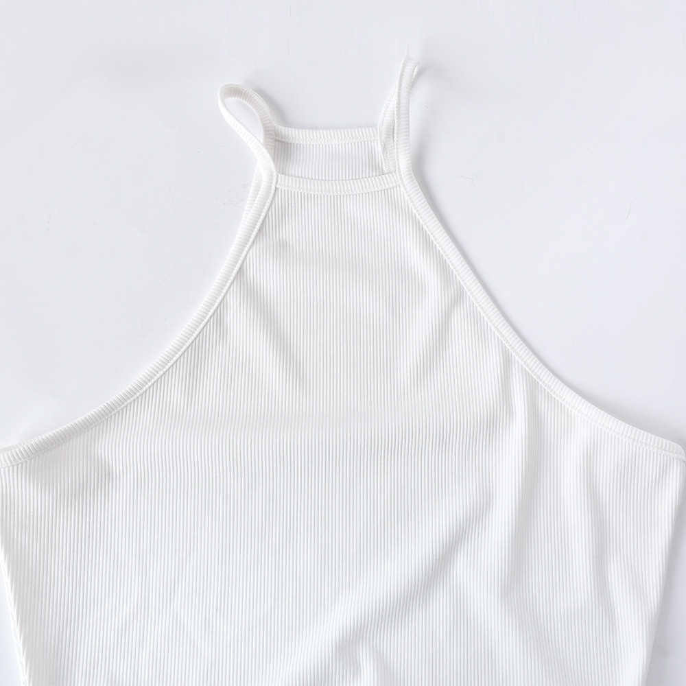 Sexy White Sleeveless Halterneck Slit Dress NSFR103239