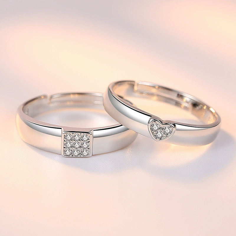 Creative square ring heart shaped, Korean style, for beloved