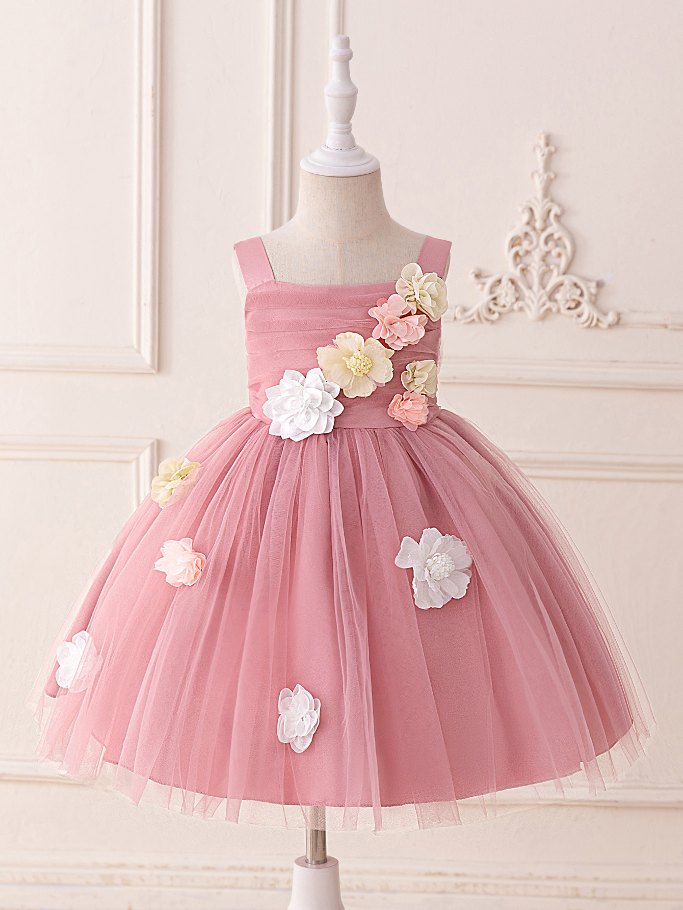 Vestido para niños 2025 Vestido de princesa de cumpleaños de niña con tirantes de estilo nuevo europeo y americano