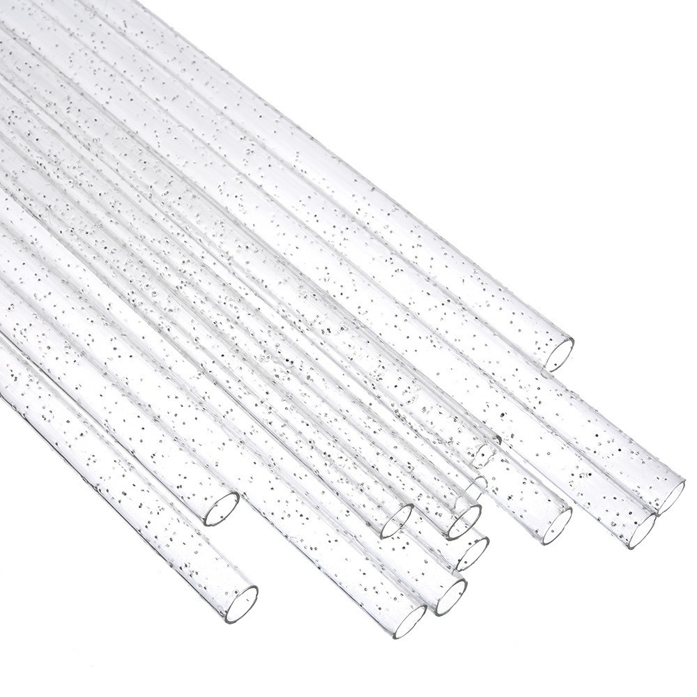 Venta caliente transfronteriza tubo recto de 23CM color plata polvo pajita dura pajita de plástico PP tubo duro repetible nuevo spot