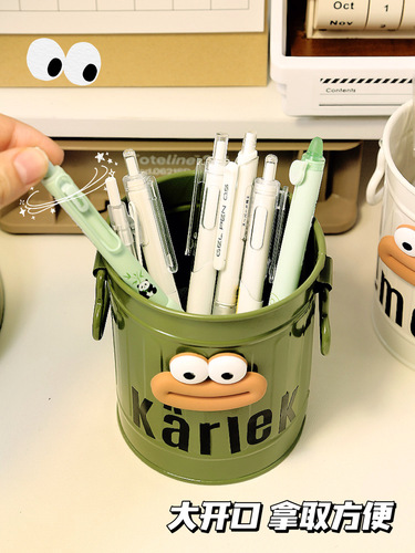 Whimsical Large Mouth Iron Desk Organizer with High Capacity, Student Desk Storage and Display Pen Holder, Cute Creative Office Decor