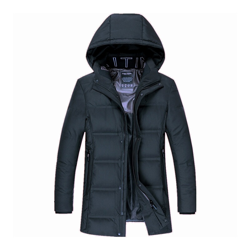 2023 Winter New Men's down Jacket Long Style Korean Style Hooded Slim Fit Youth White Duck down Jacket