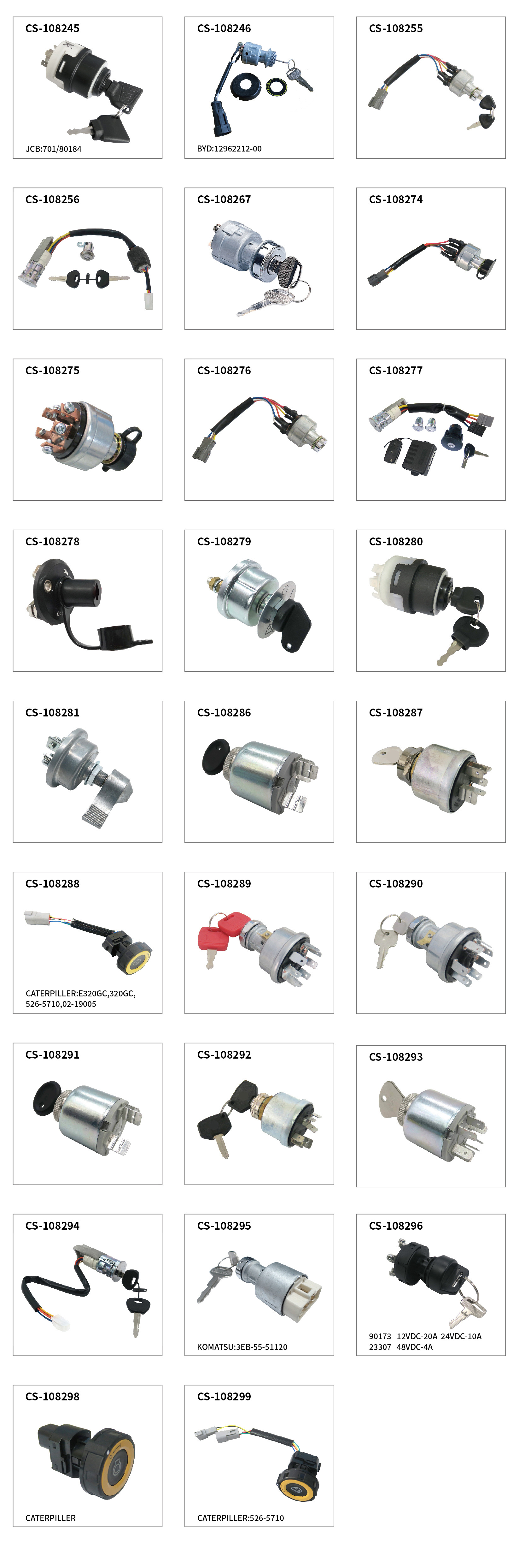 Special Ignition Key Ignition Switch (Electric Door Lock) for Construction Machinery Aerial Work Vehicles 90173 / 23307