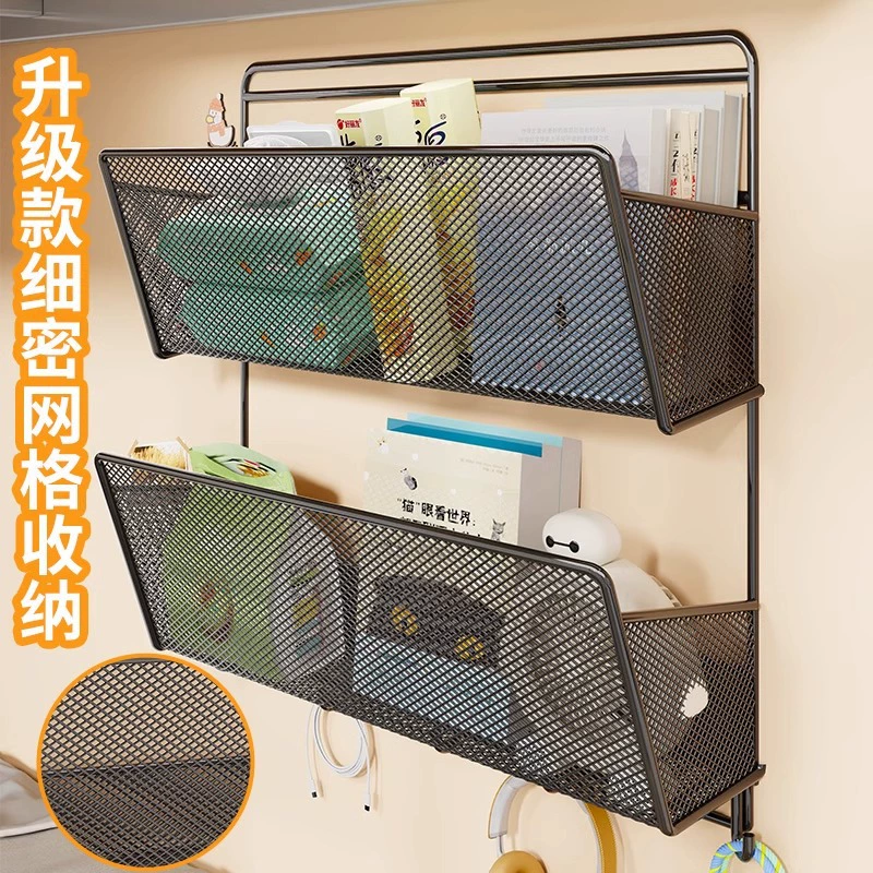 Door wall storage rack for students dormitory wall storage rack for bedside large capacity hanging basket