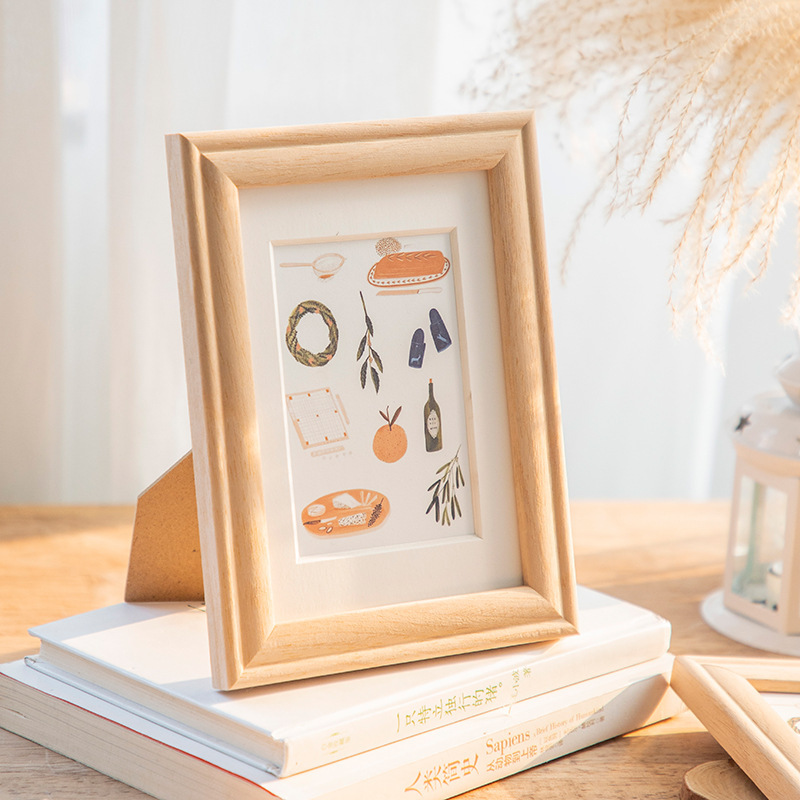 Solid Wood Set Table Photo Frame Wooden Simple Photo Frame Picture Frame Nail Art Eyelash Display Photo Frame Photo Frame Outer Frame Set Table