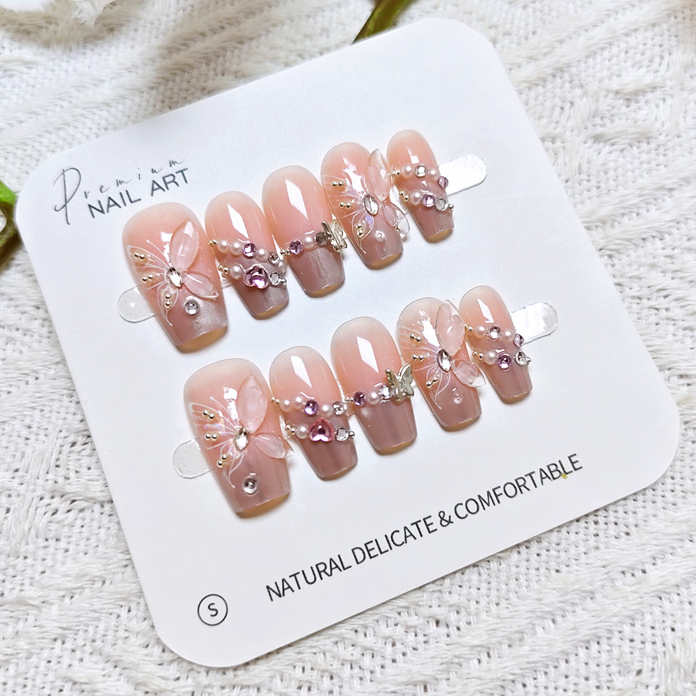 Polvo mariposa taladro de ojo de gato manicure dulce de hadas manuales 10 piezas de parche de uñas de código dividido