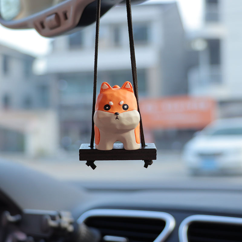 5 Wood Carving Wind Dog Ornaments Resin Cartoon Doll Car Decorations Car Rearview Mirror Pendant Pendant