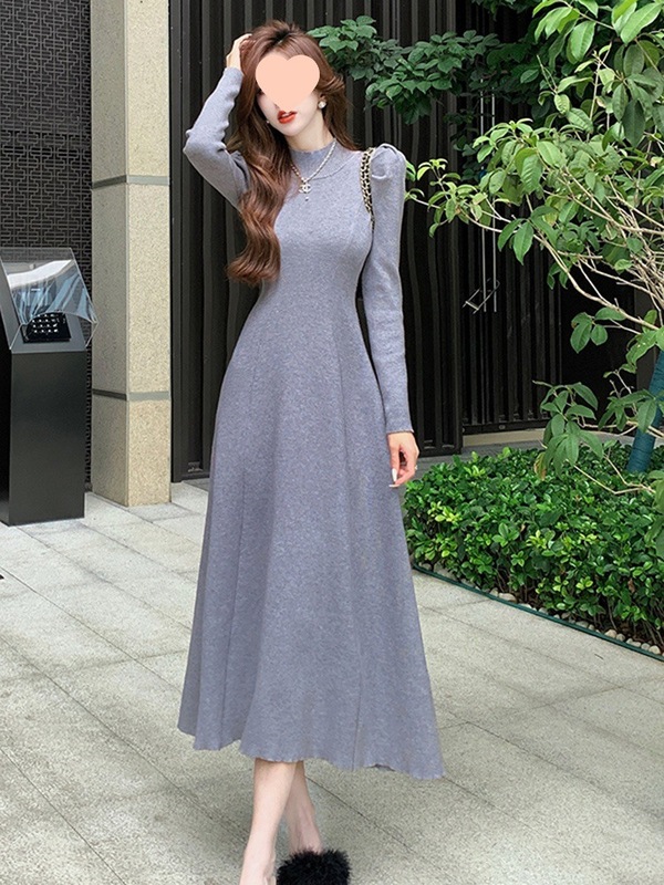 白色针织毛衣连衣裙女秋春夏2025新款感配大衣内搭打底长裙子|undefined