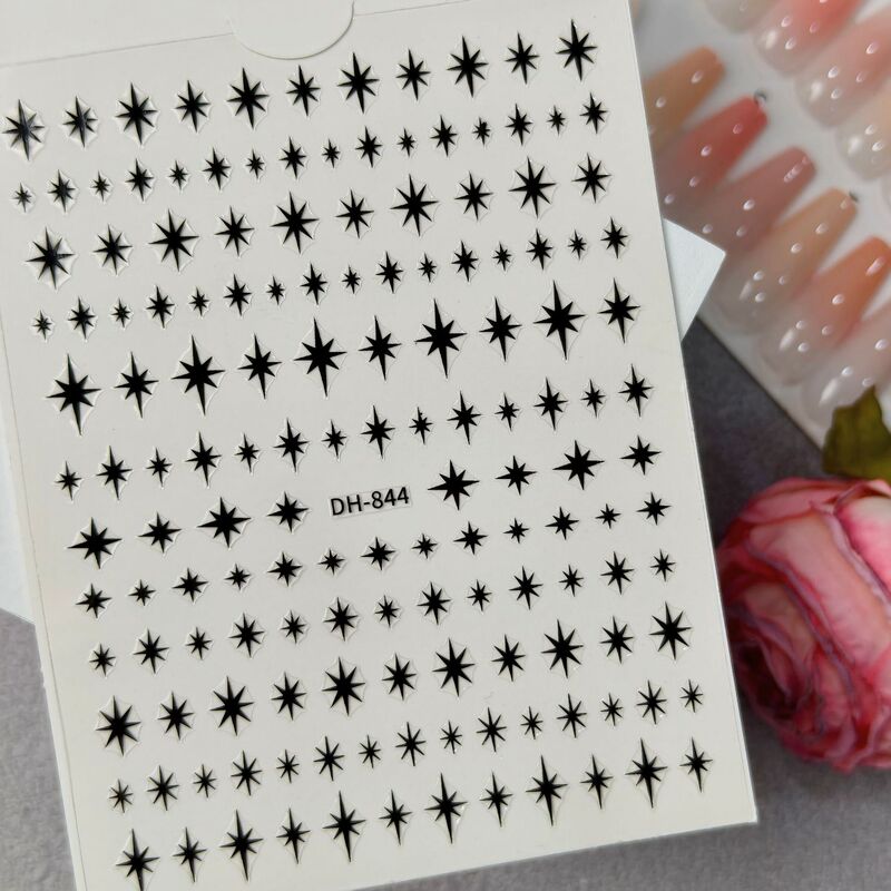 Classic Eight-Pointed Star Nail Stickers Flat Adhesive Gold and Silver Eight-Pointed Star DIY Nail Art Stickers Accessories Dh844