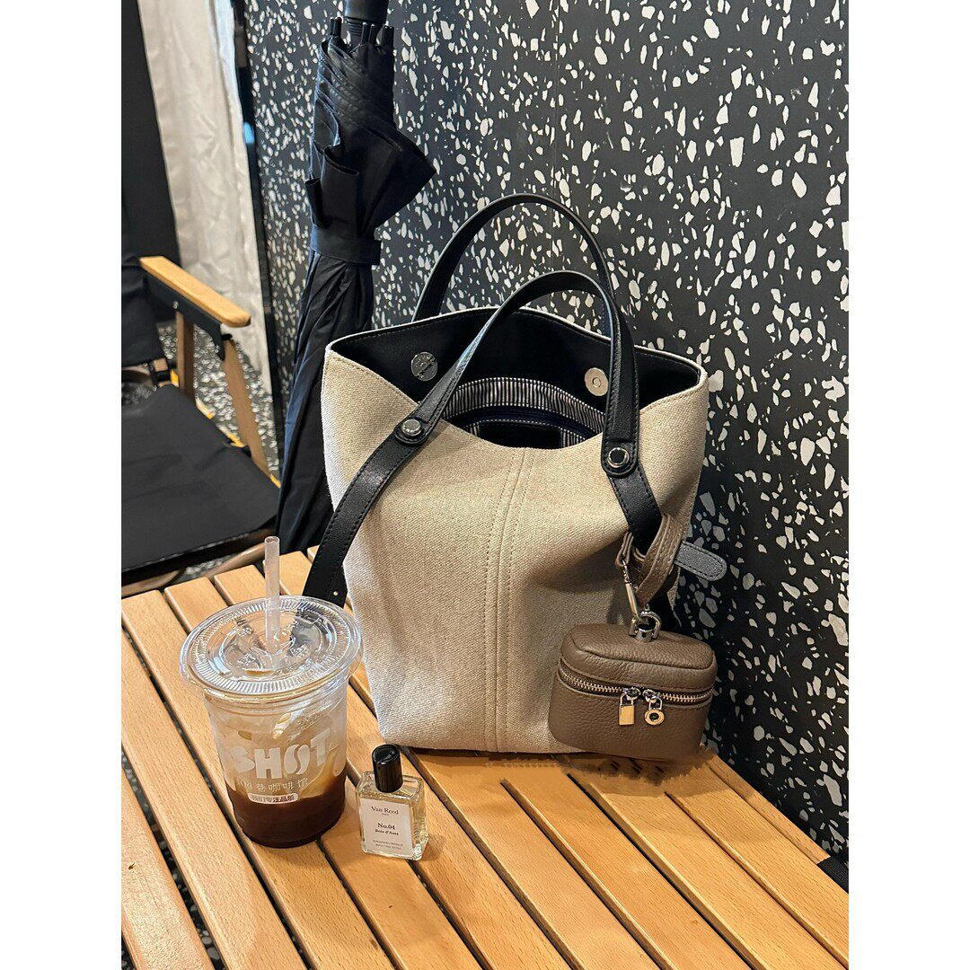 2026 New Niche Linen Bucket Bag with High-End Feel, Large Capacity, Versatile, Shoulder Bag, Crossbody Bag, Handbag, Commuter Bag
