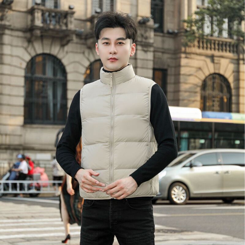 Adi with 2023 autumn and winter new men's light down jacket vest 90 velvet stand collar plus size short coat in stock