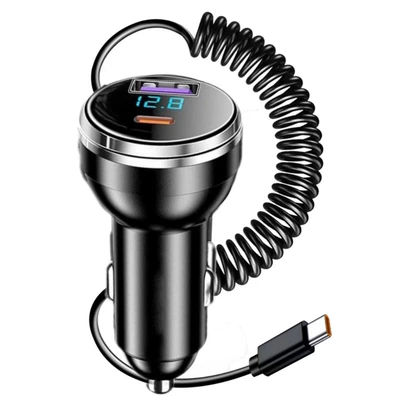 Mobil şarj cihazları digital display, 100W super fast - single-c-spring-cable-100w-usb-100w-type-c-opp-bag