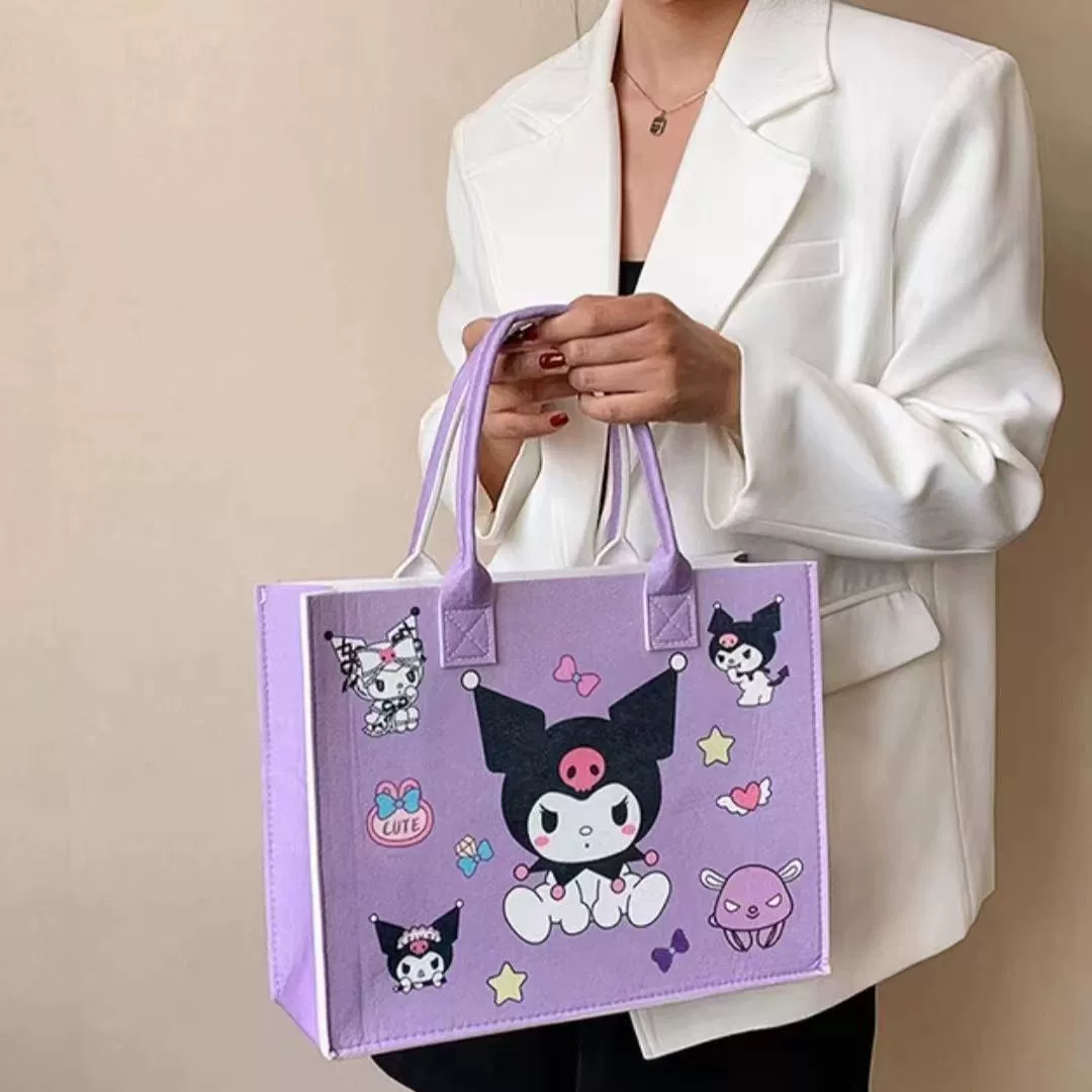 Cartoon handheld double-sided cute linen bag, (Physicals)