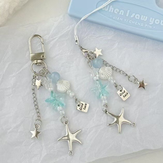 Ins Style Sweet Starfish Mobile Phone Chain Keychain Simple Versatile Metal Star Guka Bag Ccd Camera Pendant