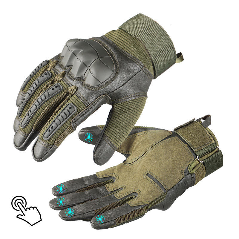 Guantes tácticos transfronterizos de dedo completo para deportes al aire libre ciclismo guantes protectores antideslizantes para montañismo pantalla táctil para bicicleta para hombres y mujeres