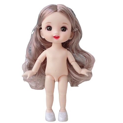 8-cent baby, 17 cm naked baby, 3D real eyes, 13 joints, make-up, BJD dress-up, cute little cute baby girl toy