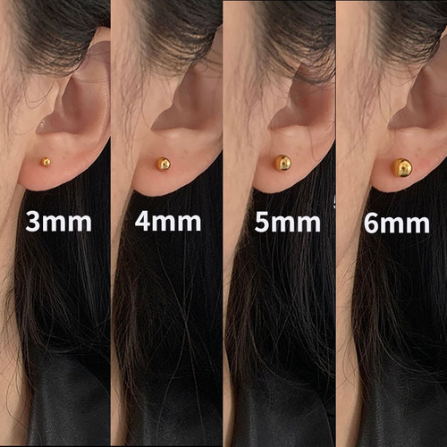 Korean style simple titanium steel bean ball earrings exquisite niche temperament earrings student personalized trendy earrings jewelry