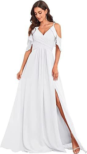 Vestido de dama de honor de gasa sin tirantes adecuado para vestidos de boda con tirantes abiertos Vestido de fiesta de boda con pliegues