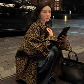 官图实价 春秋气质豹纹复古宽松衬衣长袖衬衫女休闲显瘦慵懒上衣