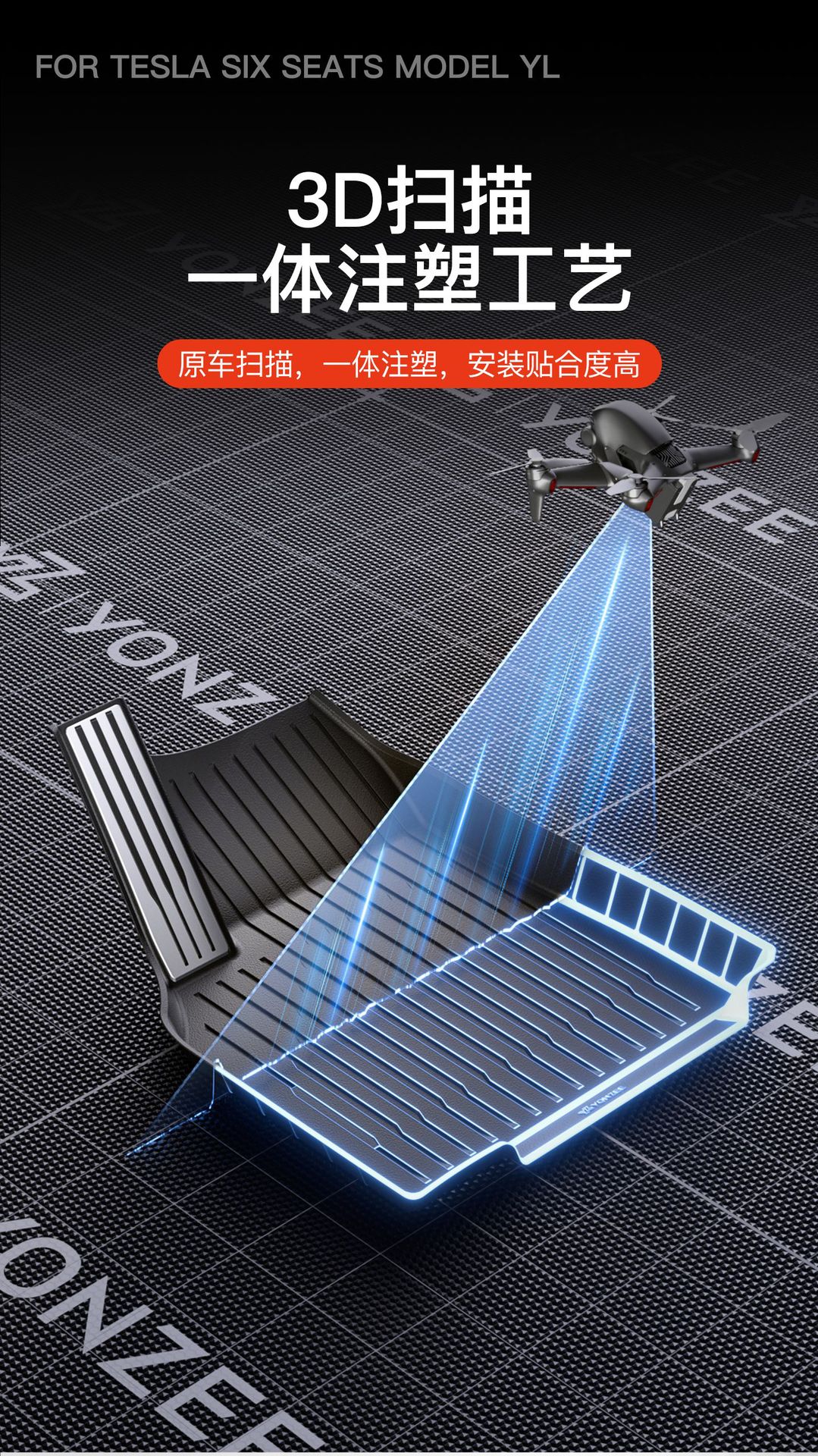 Suitable for Tesla Six-Seater Model Yl, Full Car Floor Mats, Tpe Floor Mats, Special Car Interior Accessories