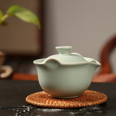 GJU8汝窯手抓茶壺壺中式陶瓷茶具天青手工汝瓷開片防燙泡茶單