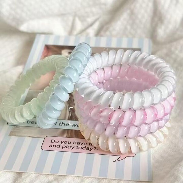 Girls' summer telephone coil ~ Jelly -colored macaron hair circle…