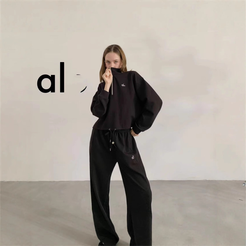 25 New Alo Early Autumn Casual Stand-Up Collar Half-Zip Hem Drawstring Sweatshirt Women's Loose Short Long-Sleeved Top 25 New Alo Early Autumn Casual Stand-Up Collar Half-Zip Hem Drawstring Sweatshirt Women's Loose Short Long-Sleeved Top