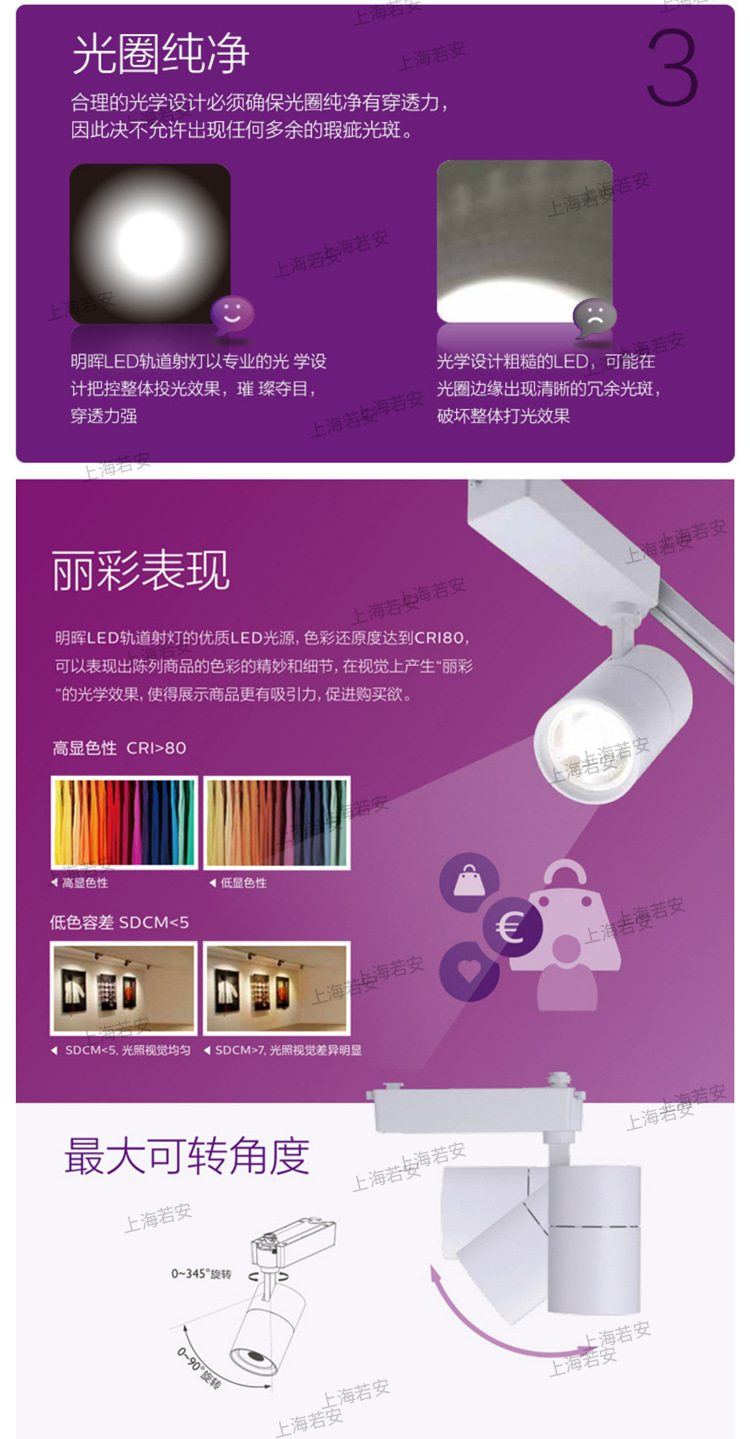 Philips飞利浦led轨道射灯20W30W超市商场商用导轨ST033三线导轨-阿里巴巴