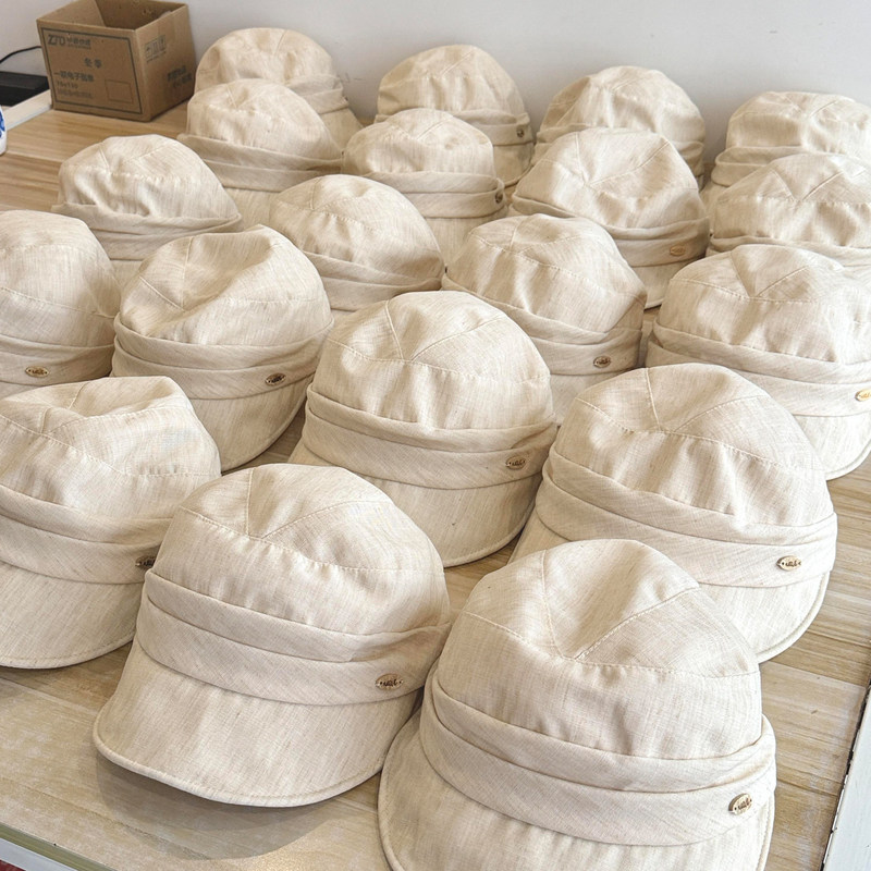 Relaxed Old Money Style Linen Crinkled Equestrian Hat, Large Head Circumference, Summer Thin Wide-Brimmed Sun Protection Cap, Large Size Relaxed Old Money Style Linen Crinkled Equestrian Hat, Large Head Circumference, Summer Thin Wide-Brimmed Sun Protection Cap, Large Size
