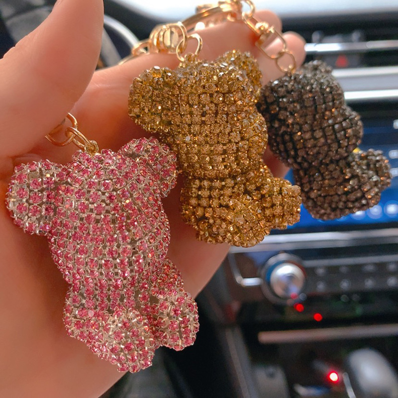 Lindo Estilo Moderno De Estilo Coreano Con Incrustaciones De Oso De Aleación De Diamantes De Imitación Artificiales Para Mujer, Bolso Colgante Llavero display picture 2