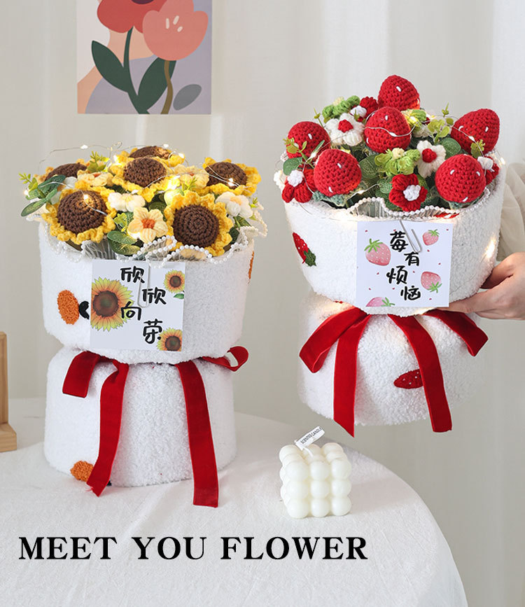 3150g Weight Crochet Flowers Home Textiles & Decor Type Preserved Flower Event & Party Supplies Valentine'S Day Cute Fruit Knit Crochet Flowers Artificial Flowers