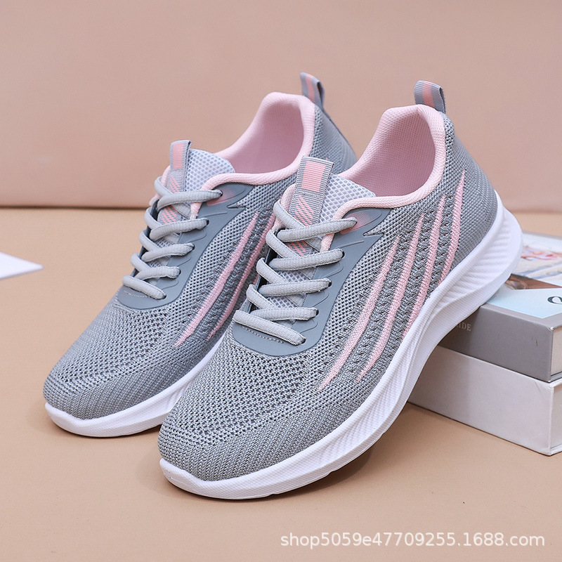 Zapatos de Mujer, Verano 2025, Nuevo Estilo, Malla Transpirable, Tejido de Punto, Suela Suave, Antideslizantes, Casuales, Deportivos