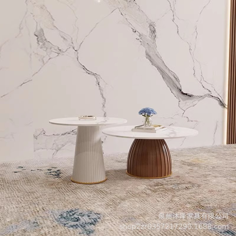 轻奢羊羔绒布艺弧形沙发茶几简约现代客厅服装店美容院网红沙发|undefined