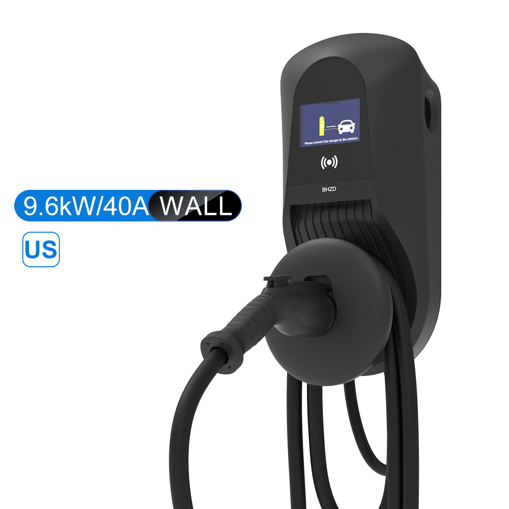 美标CCS1新能源电动汽车9.6kw40A家用壁挂充电桩跨境充电器