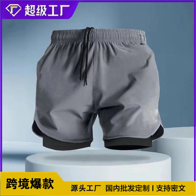 Cross-Border Foreign Trade American-Style Quick-Dry Shorts Running Training Shorts Anti-Exposure with Lining Fitness Casual Sports Pants Cross-Border Foreign Trade American-Style Quick-Dry Shorts Running Training Shorts Anti-Exposure with Lining Fitness Casual Sports Pants