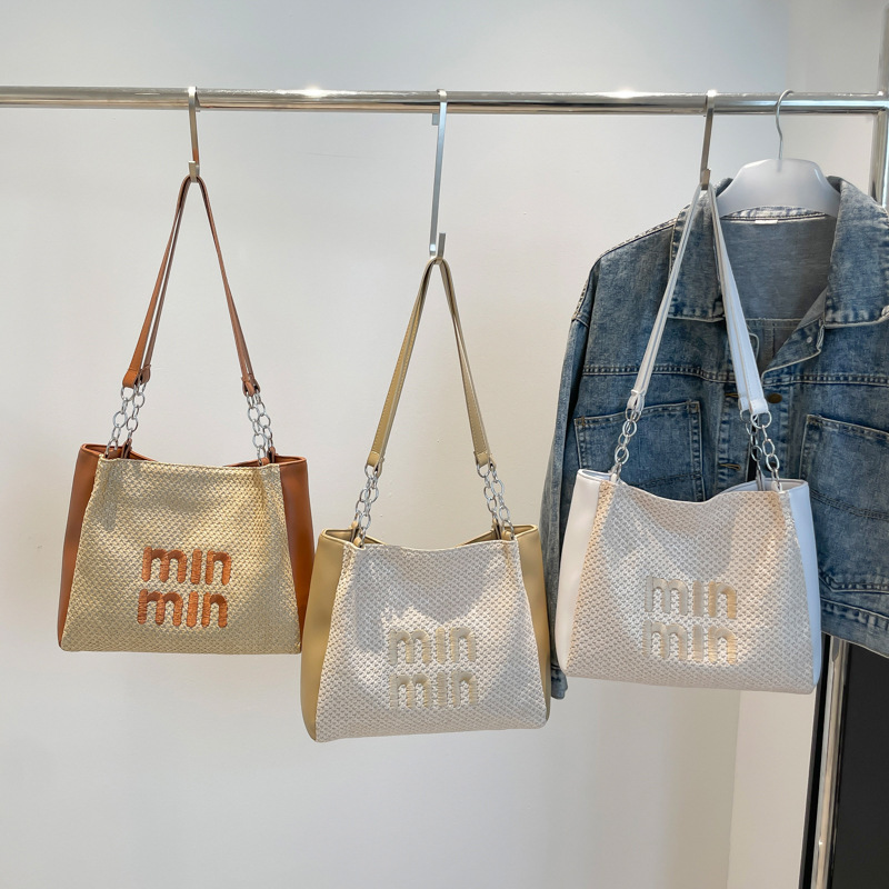 Bolso de gran capacidad retro para mujeres 2025 nueva moda letras extranjeras bolso de hombro de color para trabajar bolso de viaje