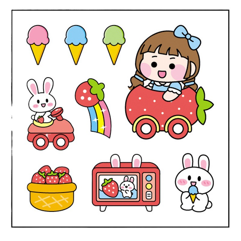 South Korea ins cute Journal stickers gu Ka cartoon vacuum cup pet stickers Journal student water Cup transparent pvc