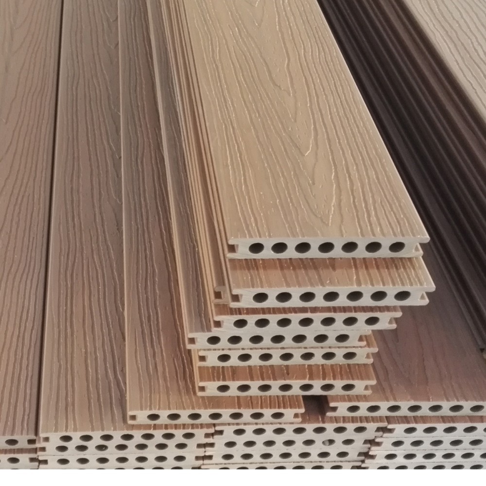 Piso de Madera Plástica WPC Coextruido 145*21 Plástico Madera Antideslizante Anticorrosivo para Jardín y Pasillo