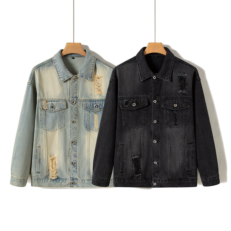 Denim spring retro jacket, American style, oversize