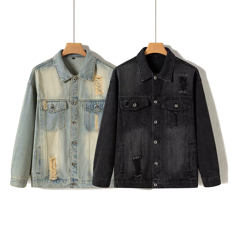Denim spring retro jacket, American style, oversize